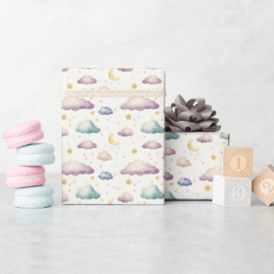 Pastel Clouds / Stars / Moons on Ivory Wrapping Paper