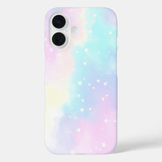Pastel Cloudy Sky with Stars Dreamy Design iPhone 16 Case