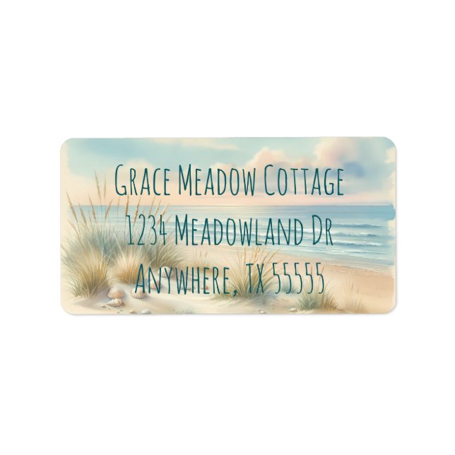 Pastel Coastal Dunes Watercolor Label (Front)