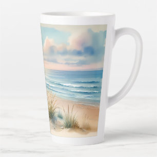 Pastel Coastal Dunes Watercolor Latte Mug