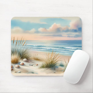 Pastel Coastal Dunes Watercolor Mouse Pad
