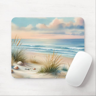 Pastel Coastal Dunes Watercolor Mouse Pad
