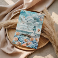 Pastel Coastal Lighthouse Ocean Wedding