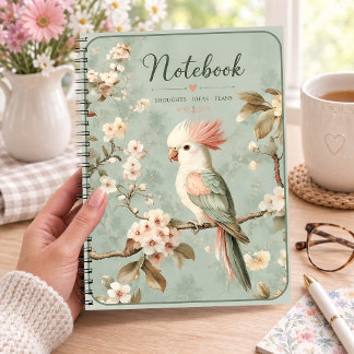 Pastel Cockatoo Among Delicate Spring Blossoms Notebook