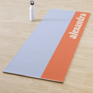 Pastel Color Block Blue and Orange Personalized Yoga Mat
