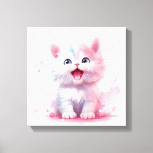 Pastel Color Cute Kitten Canvas Print