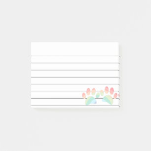 Pastel Color Rainbow Dog Paw Prints 4x3 Lined Post-it Notes