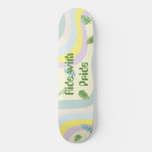 Pastel Color Soft Aesthetic Rainbow Leaves Skateboard