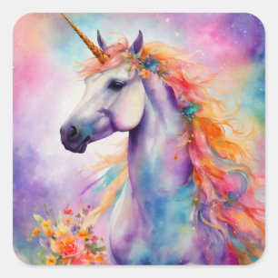 Pastel Color Unicorn Square Sticker