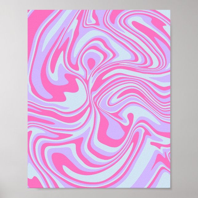 Pastel Color Waves in Pink, Lavender, & Light Blue Poster (Front)