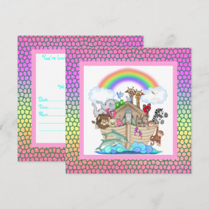Pastel coloré NOAHS ARK PARTY INVITATION