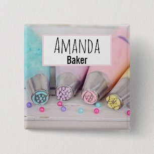 Pastel Colored Cake Decorating Tools Photograph 2 Inch Square Button