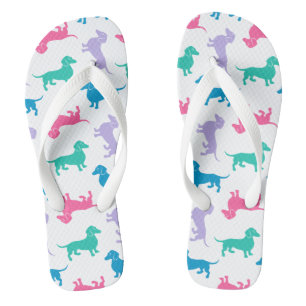 Pastel Colored Dachshunds Flip Flops