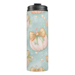 PASTEL COLORED FALL PUMPKINS AND BOWS THERMAL TUMBLER