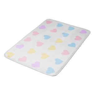PASTEL COLORED HEARTS BATH MAT