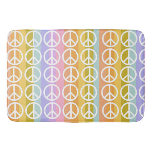 PASTEL COLORED PEACE SYMBOLS BATH MAT
