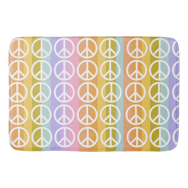 PASTEL COLORED PEACE SYMBOLS BATH MAT (Front)