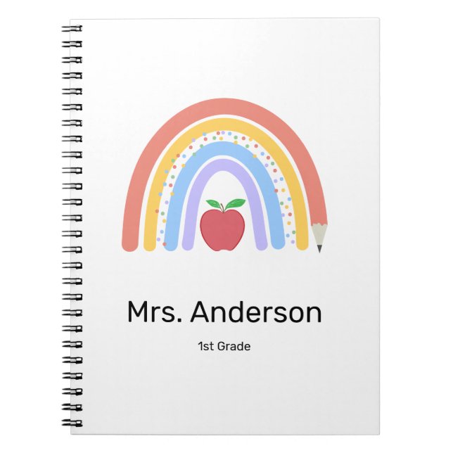 Pastel Colored Rainbow Teacher Notebook (Front)