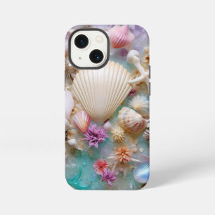 PASTEL COLORED SEASHELLS IN A CLEAR OCEAN iPhone 13 MINI CASE