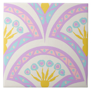 Pastel colored shell pattern tile