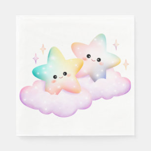 PASTEL COLORED SMILING STAR AND CLOUDS NAPKIN