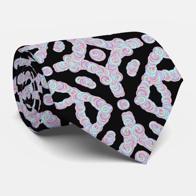Pastel Colored Squiggly Discs Symmetrical Pattern Tie (Rolled)