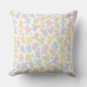 PASTEL COLORED TEDDY BEARS THROW PILLOW