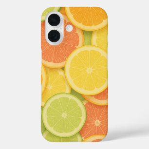 Pastel Colorful Citrus Slice Pattern iPhone 16 Case