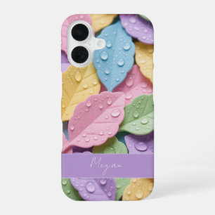 Pastel Colorful Leaf Pattern iPhone 16 Case