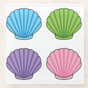 Pastel Colorful Seashell Pack Glass Coaster