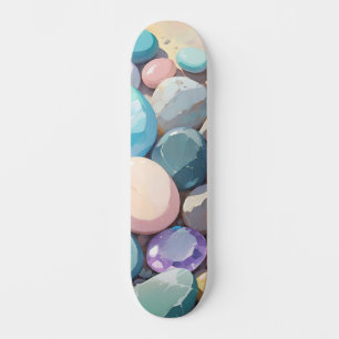 Pastel colorful stones skateboard
