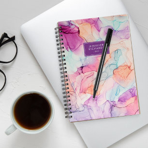 Pastel Colors Alcohol Ink Personalized Planner