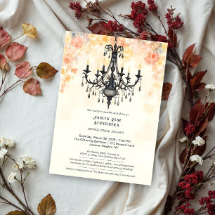 Pastel Colors Chic Floral Vintage Chandelier Invitation