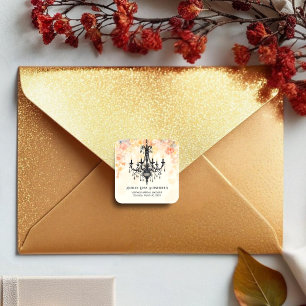 Pastel Colors Chic Floral Vintage Chandelier Square Sticker