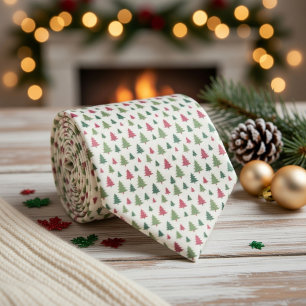 Pastel Colors Christmas Trees Tie