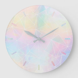 pastel colors geometric design large clock