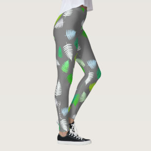 Pastel Colors Happy Fern Leaves Leggings