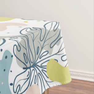 Pastel colors Palm leaves and organic shapes Tablecloth