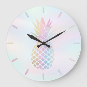 pastel colors pineapple design large clock