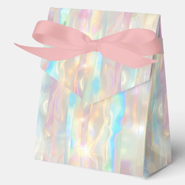 Pastel Colors Shimmering Iridescent Stripes Patter Favor Box (Front)