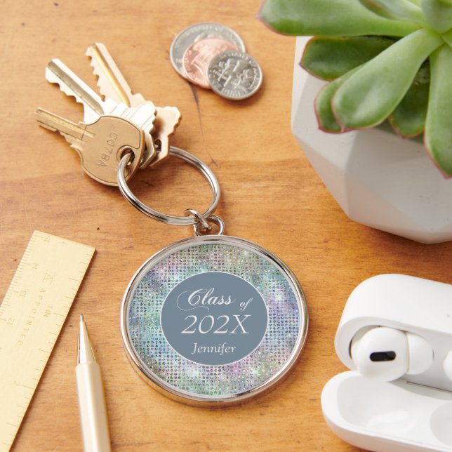 Pastel Colors Star Shimmer Graduation Keychain (Desk)