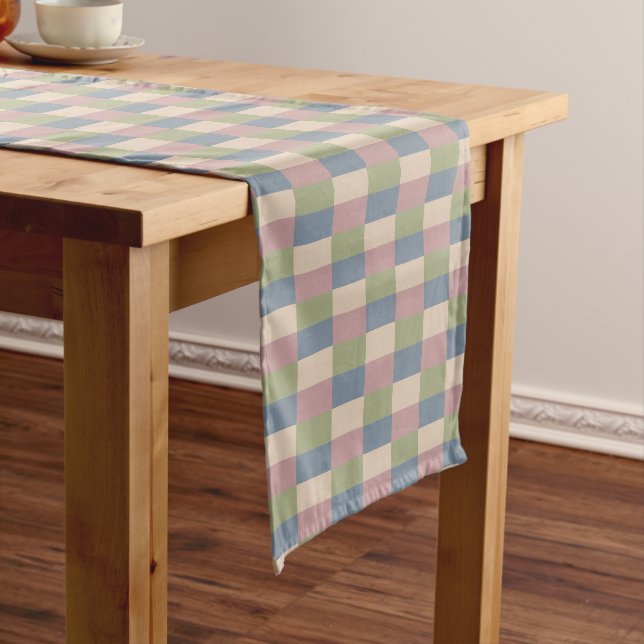 Pastel Colors with Muddy Green  Short Table Runner (In Situ)