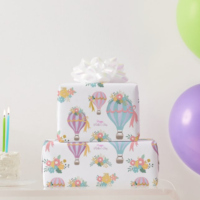 Pastel Colour Air Balloons Mother's Day Wrapping Paper (Party Gifts)