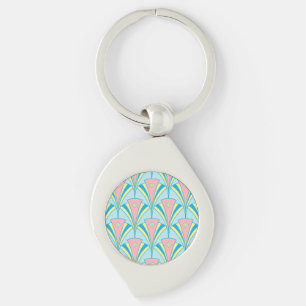 Pastel Colour Art Deco Pattern Keychain