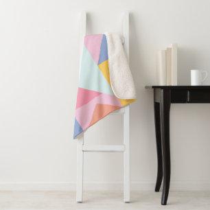 Pastel Colour Block Geometric Shapes Pattern Sherpa Blanket