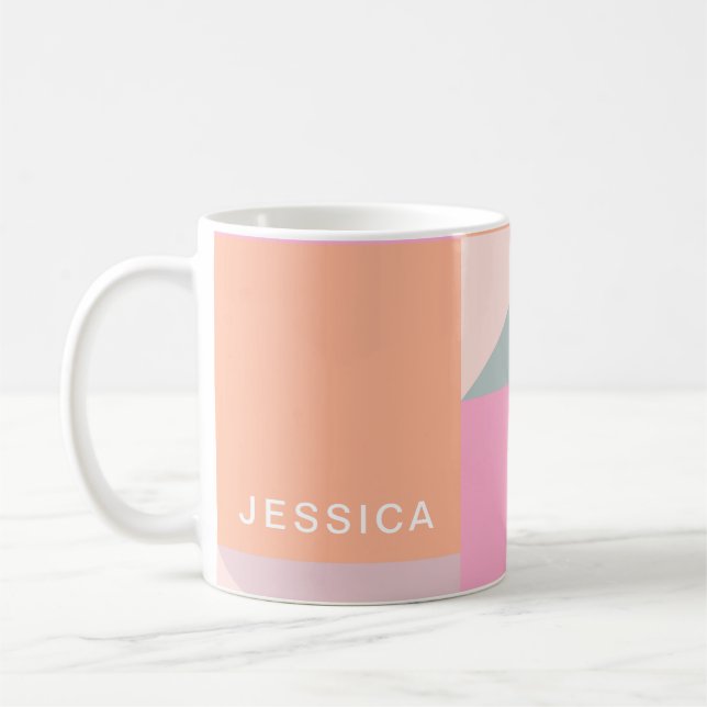 Pastel Colour Block Geometric Shapes Personalized Coffee Mug (Left)