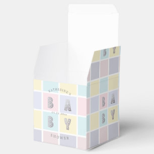 Pastel Colour Block Gold Baby Shower  Favor Box