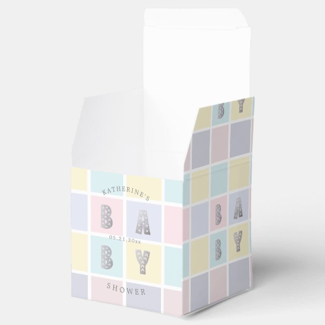 Pastel Colour Block Gold Baby Shower  Favor Box (Opened)