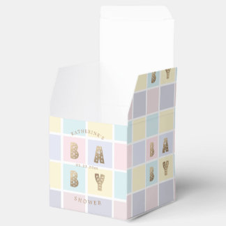 Pastel Colour Block Gold Baby Shower  Favor Box