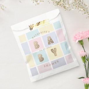 Pastel Colour Block Gold Baby Shower  Favour Bag